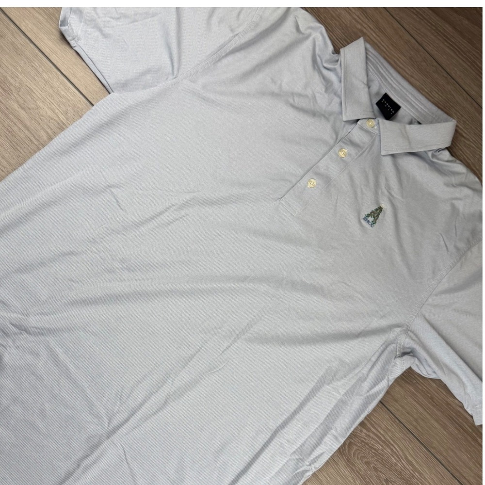 Dunning Mens Polo Shirt SHCC Logo Striped Blue White Large